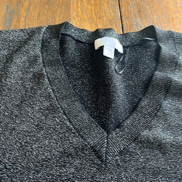 White Label V-neck Sweater Black Gradient Silver Thread Size L Long Sleeves - Picture 12 of 16